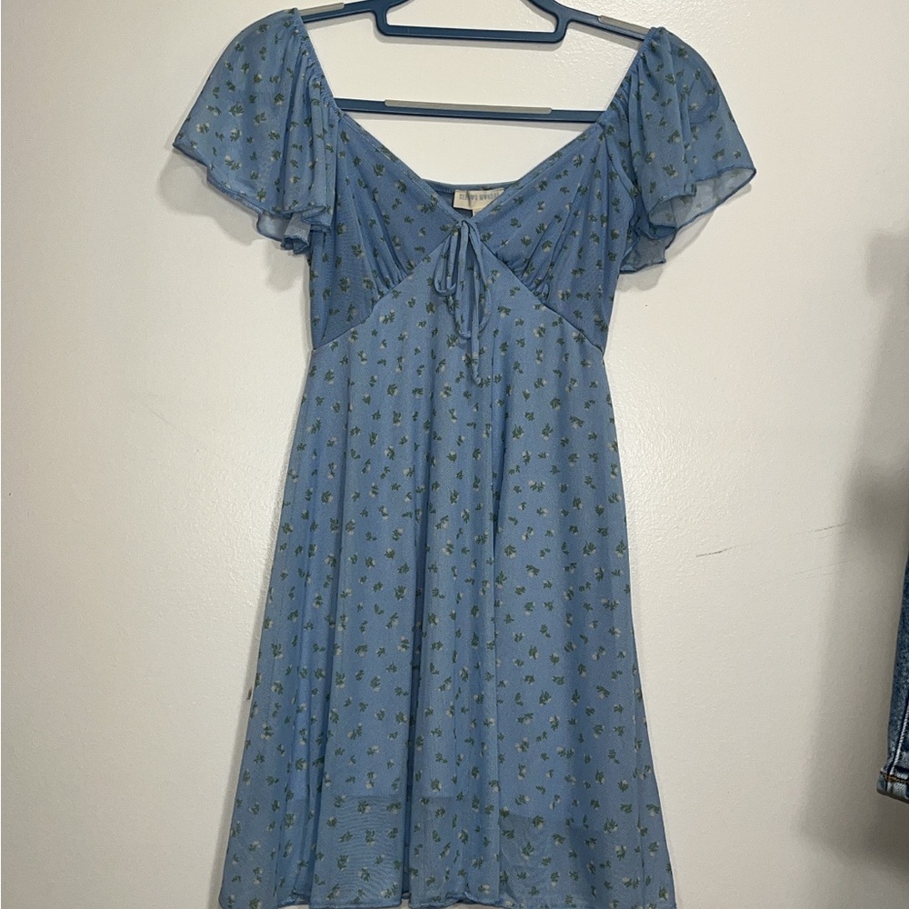 See You Monday Sky Blue Floral Mini Dress